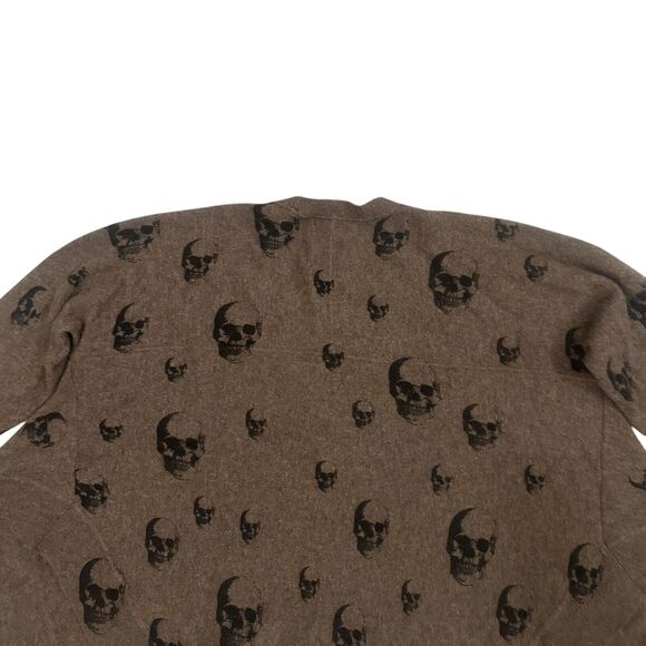 Skull Cashmere Women's Brown Skull Print Cardigan Cashmere Sweater Size S - Picture 10 of 12